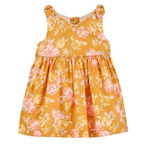 OshKosh B'Gosh Sleeveless Cotton Gold Floral Dress Size 5T